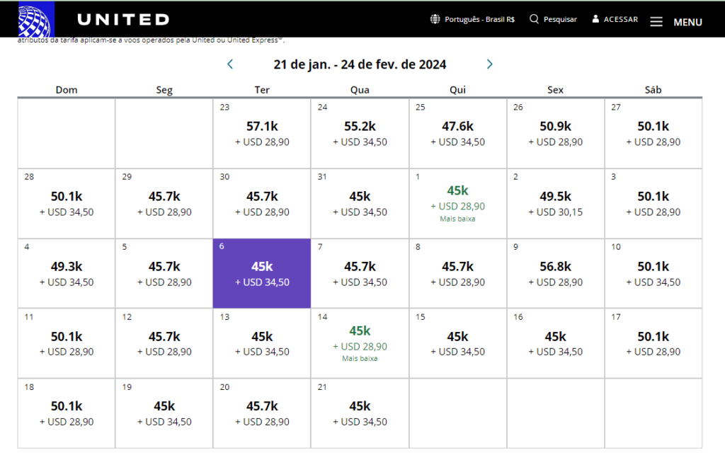 calendario 30 dias tarifas awards united